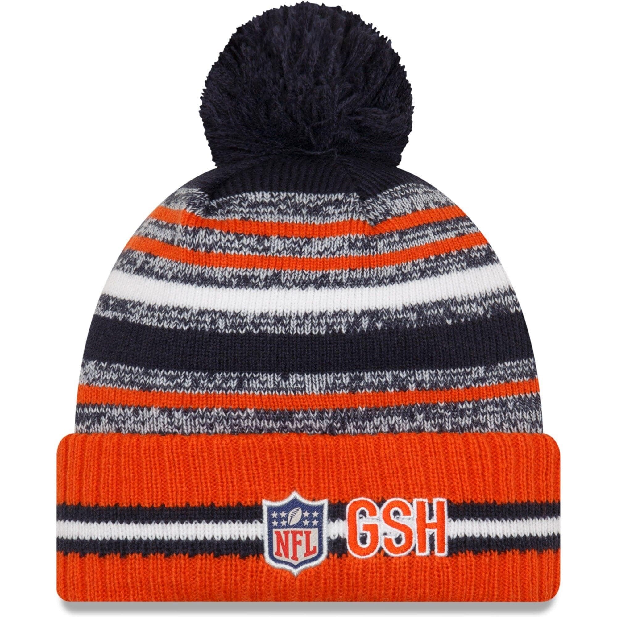 New Era Beanies Chicago Bears New Era NFL 2021 Sideline Team Pom Knit Beanie - Navy