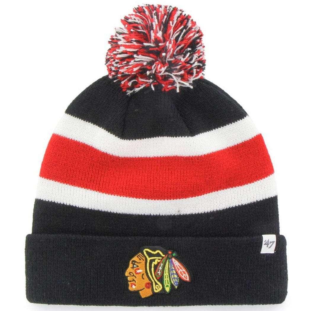 47 Brand Beanies Chicago Blackhawks '47 NHL Breakaway Pom Knit Beanie - Black