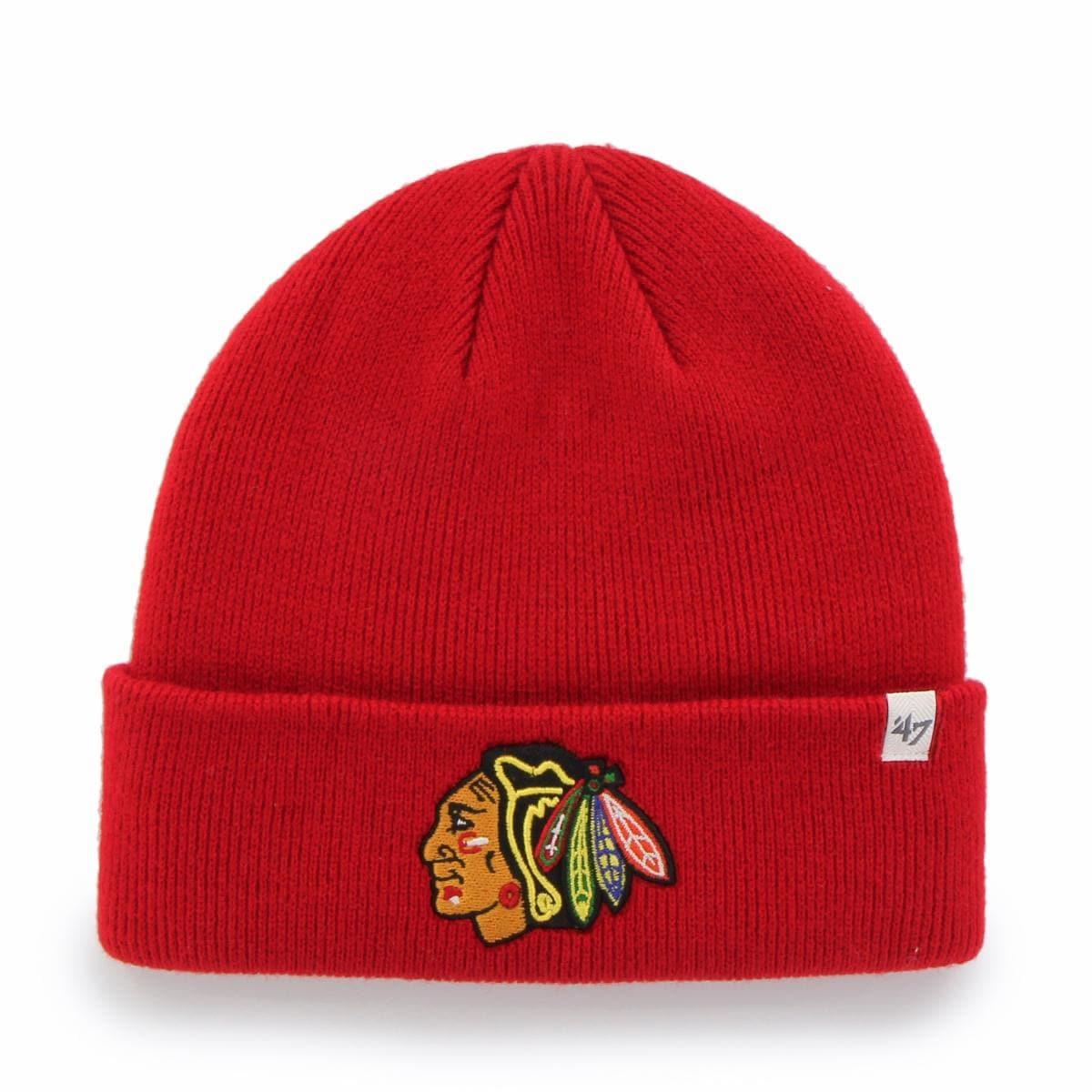 47 Brand Beanies Chicago Blackhawks '47 NHL Team Raised Cuff Knit Beanie - Red