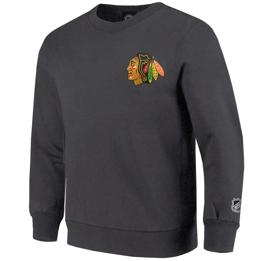 Majestic Athletic Jumpers Chicago Blackhawks Majestic NHL Gamily Crew Jumper - Gunmetal