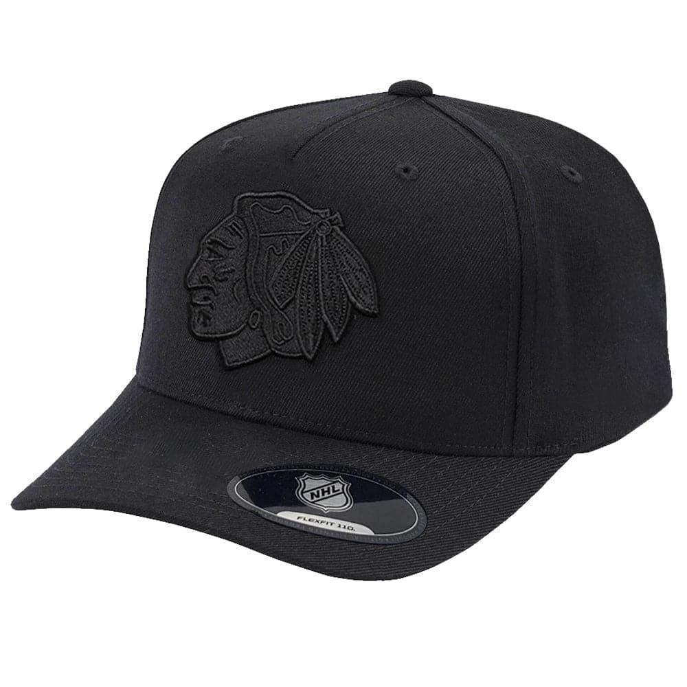 NHL Branded Caps Chicago Blackhawks NHL Black On Black 110 Snapback Hat - Black