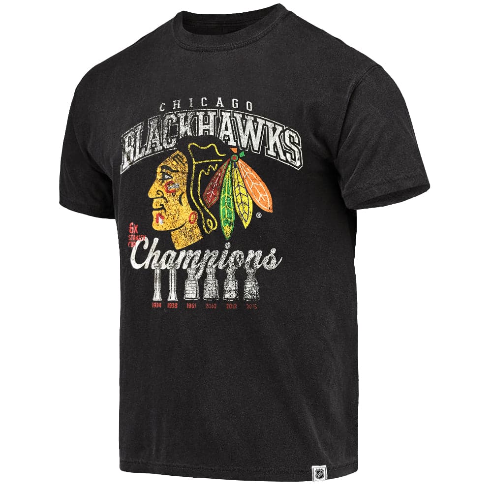 NHL Branded T-Shirts Chicago Blackhawks NHL Stanley Cup Champs Vintage T-Shirt - Vintage Black