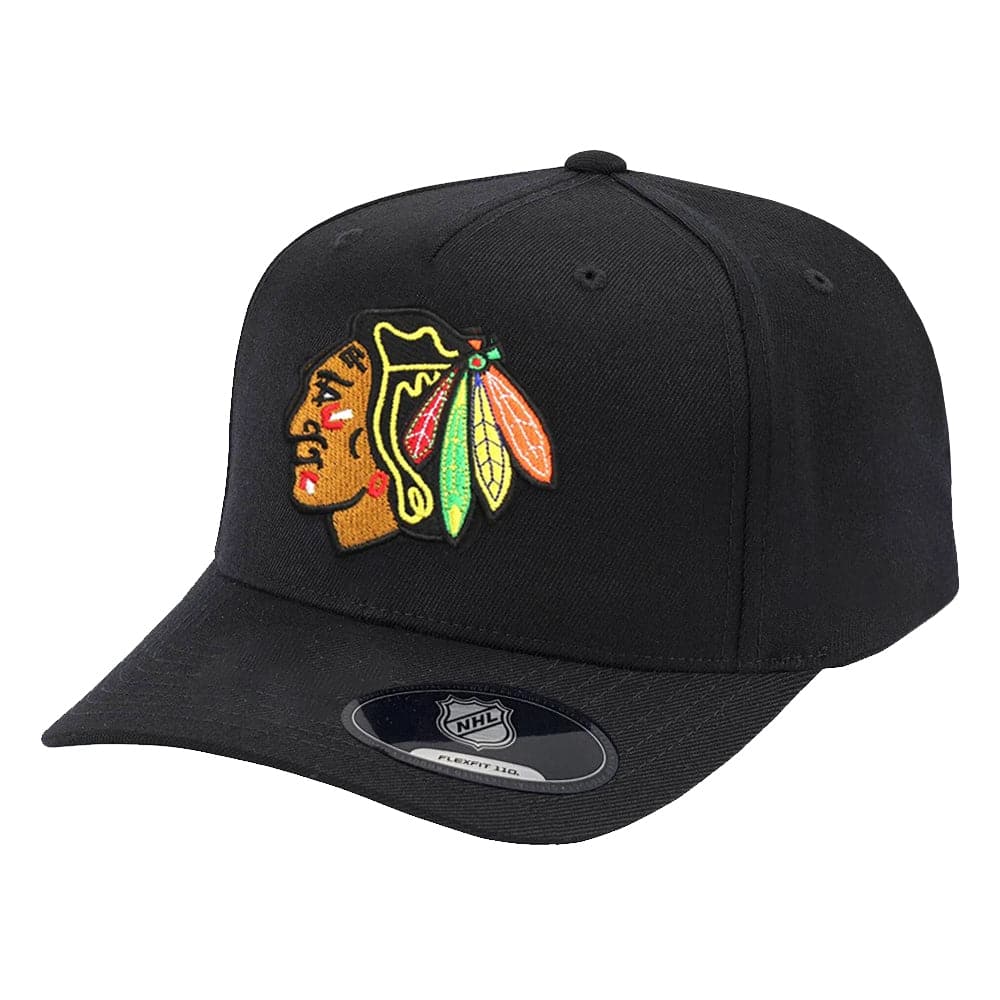 NHL Branded Caps Chicago Blackhawks NHL Team Logo 110 Curve Snapback Hat - Black