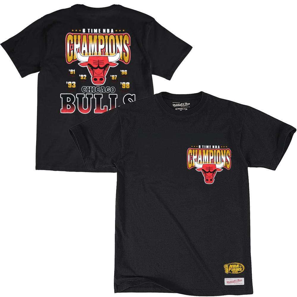 Mitchell And Ness T-Shirts Chicago Bulls Mitchell & Ness 6 Time NBA Champions T-Shirt - Black
