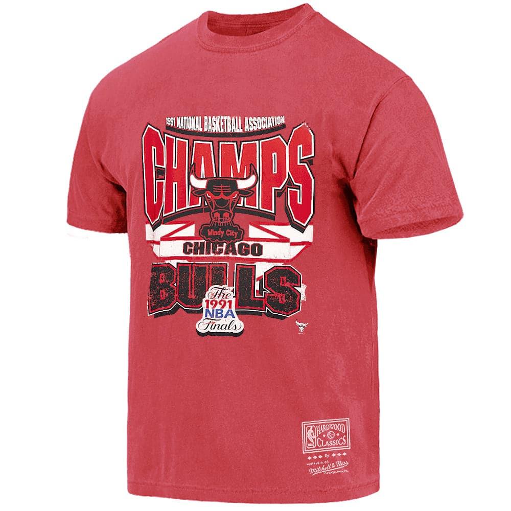 Mitchell And Ness T-Shirts Chicago Bulls Mitchell & Ness NBA 1991 Champs Vintage T-Shirt - Faded Red