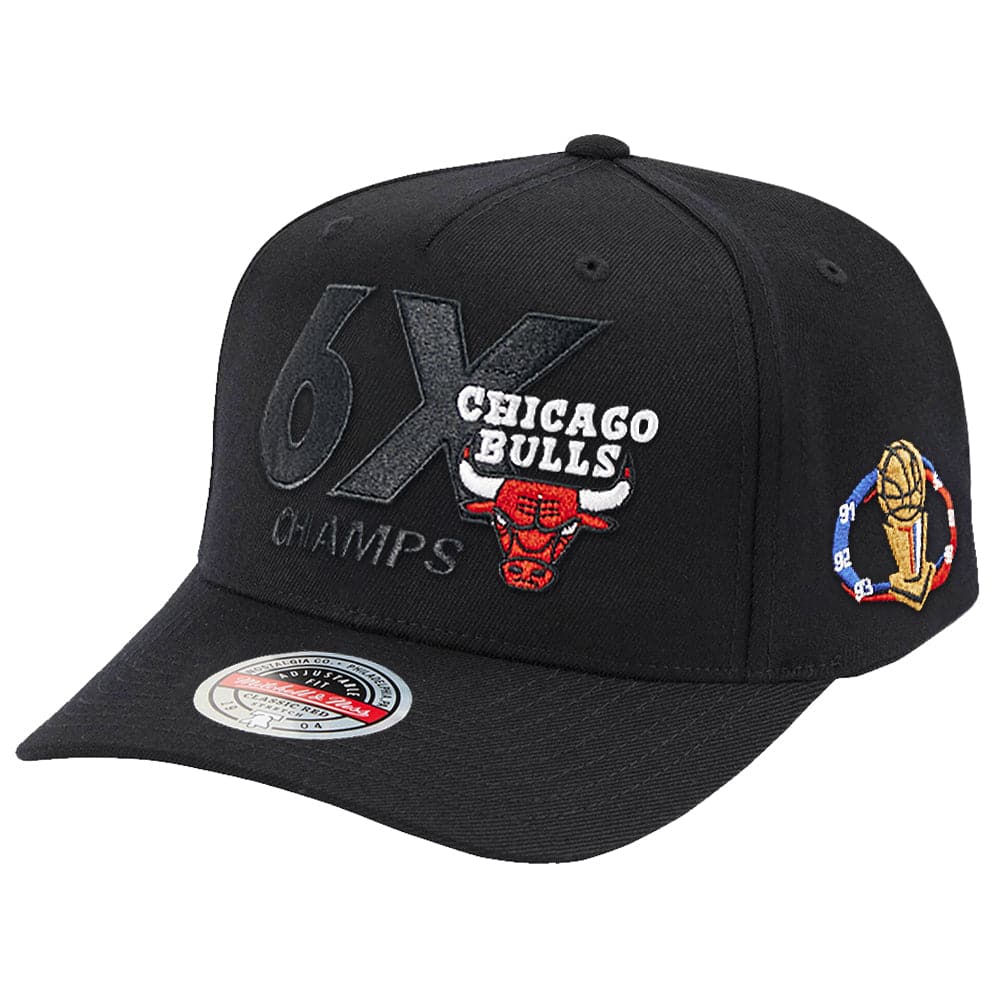 Mitchell And Ness Caps Chicago Bulls Mitchell & Ness NBA 6x Champs Classic Red Snapback Hat - Black