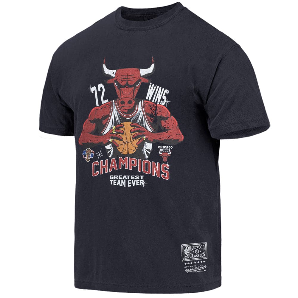 Mitchell And Ness T-Shirts Chicago Bulls Mitchell & Ness NBA 72 Wins Vintage T-Shirt - Faded Black