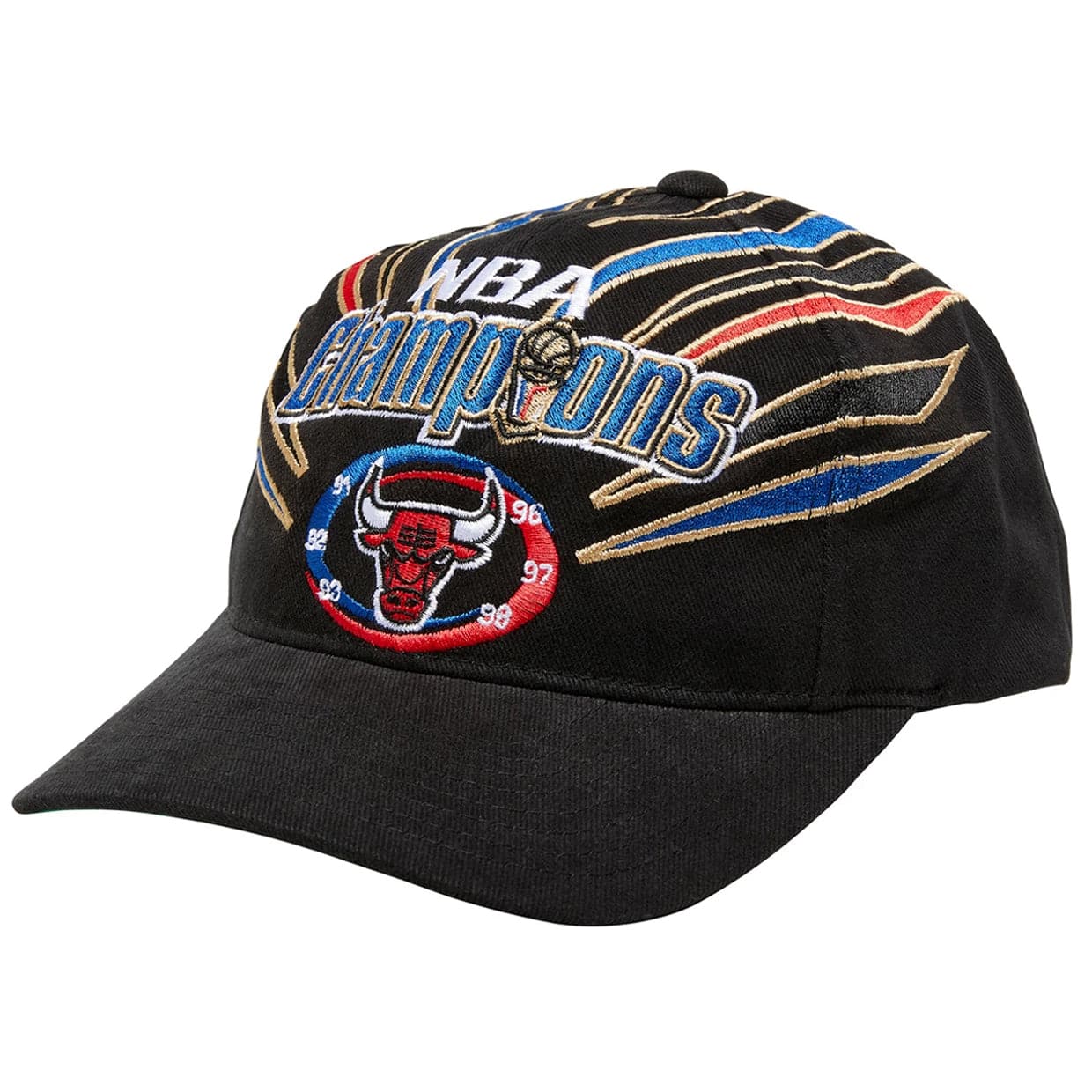Mitchell And Ness Caps Chicago Bulls Mitchell & Ness NBA 98 Champs Curved Deadstock Pre-Curved Snapback Hat - Black