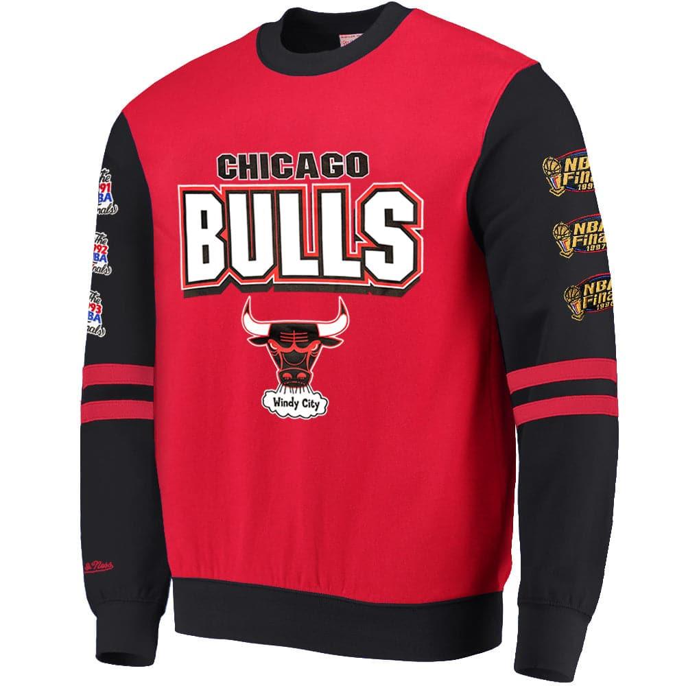 Mitchell And Ness Jumpers Chicago Bulls Mitchell & Ness NBA All Over 2.0 Crew Jumper - Red