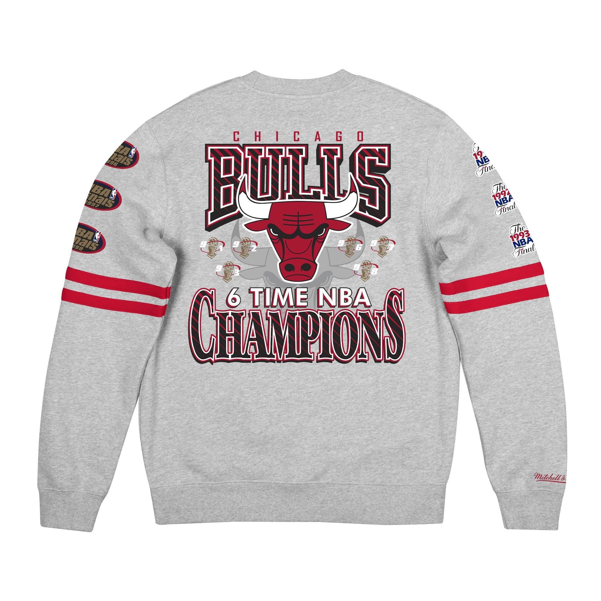 Mitchell And Ness Jumpers Chicago Bulls Mitchell & Ness NBA All Over Champs Premium Crew Jumper - Grey