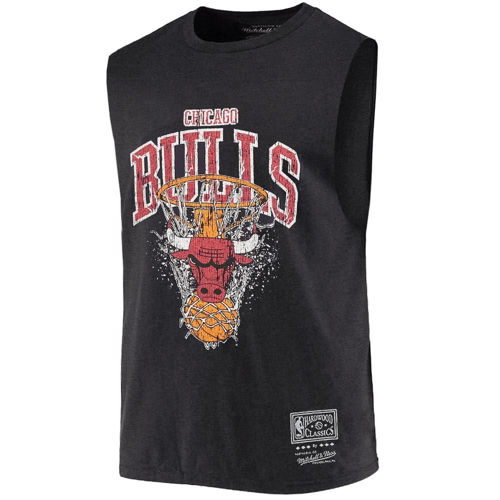 Mitchell And Ness T-Shirts Chicago Bulls Mitchell & Ness NBA Arch Shatter Muscle Vintage T-Shirt - Faded Black