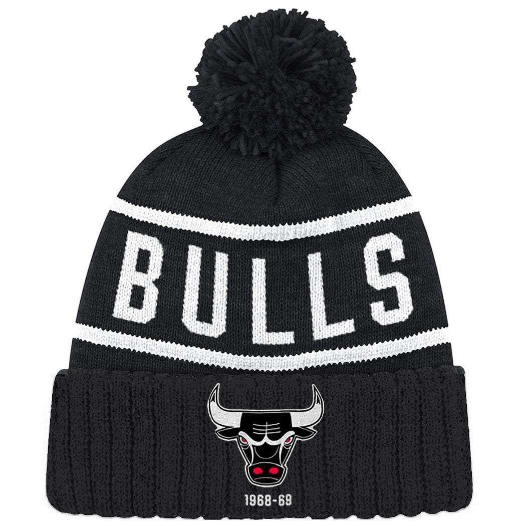 Mitchell And Ness Beanies Chicago Bulls Mitchell & Ness NBA Black & White HWC High 5 Knit Beanie