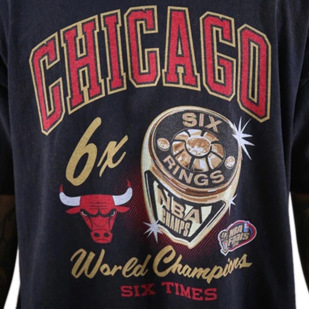Mitchell And Ness T-Shirts Chicago Bulls Mitchell & Ness NBA Bling Rings Vintage T-Shirt - Black