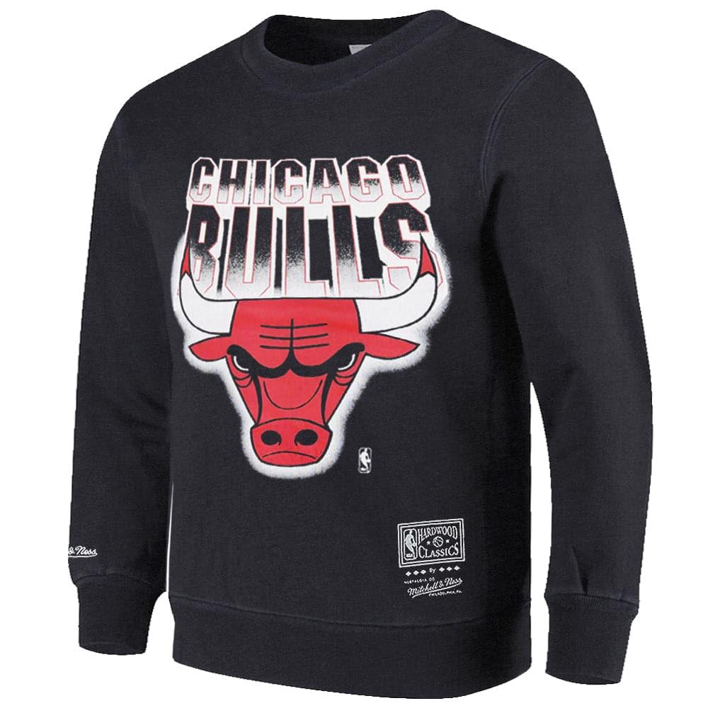Mitchell And Ness Jumpers Chicago Bulls Mitchell & Ness NBA Block Blur Vintage Crew Jumper - Faded Black