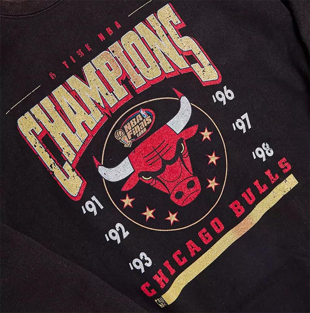 Mitchell And Ness Jumpers Chicago Bulls Mitchell & Ness NBA Champions By Year Crew Jumper - Vintage Black