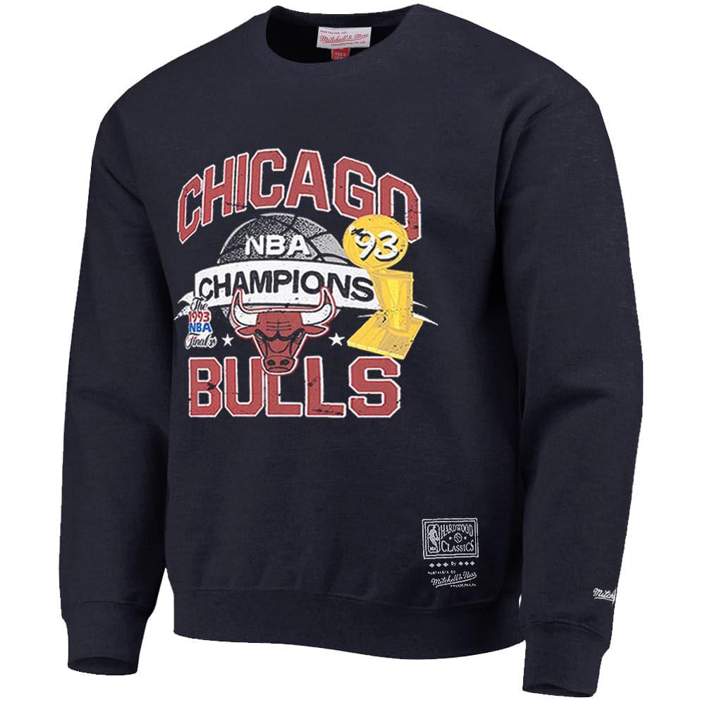 Mitchell And Ness Jumpers Chicago Bulls Mitchell & Ness NBA Champs History Vintage Crew Jumper - Faded Black
