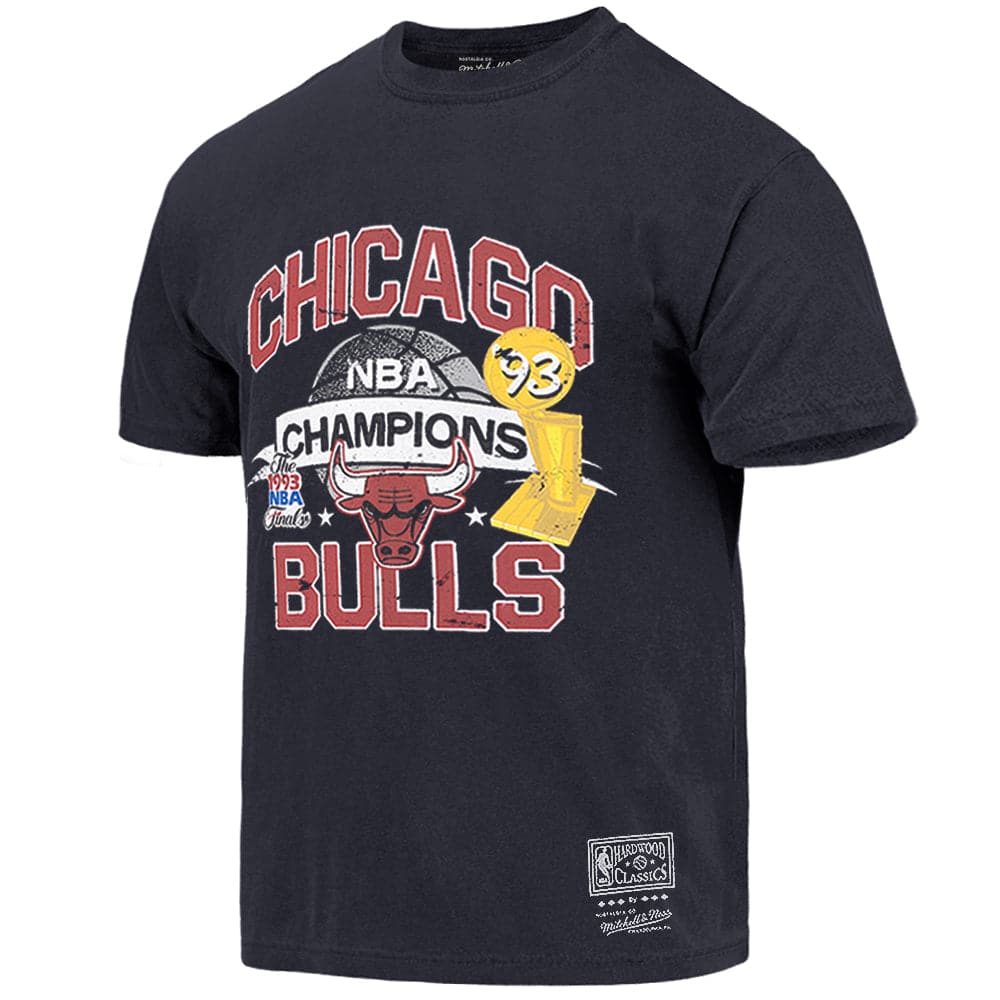 Mitchell And Ness T-Shirts Chicago Bulls Mitchell & Ness NBA Champs History Vintage T-Shirt - Faded Black