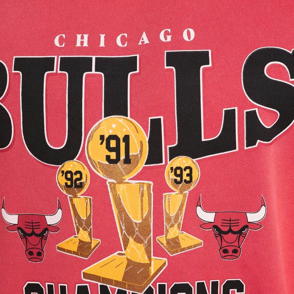 Mitchell And Ness Jumpers Chicago Bulls Mitchell & Ness NBA Champs Trophies Crew Jumper - Faded Red