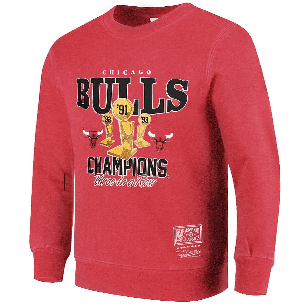 Mitchell And Ness Jumpers Chicago Bulls Mitchell & Ness NBA Champs Trophies Crew Jumper - Faded Red