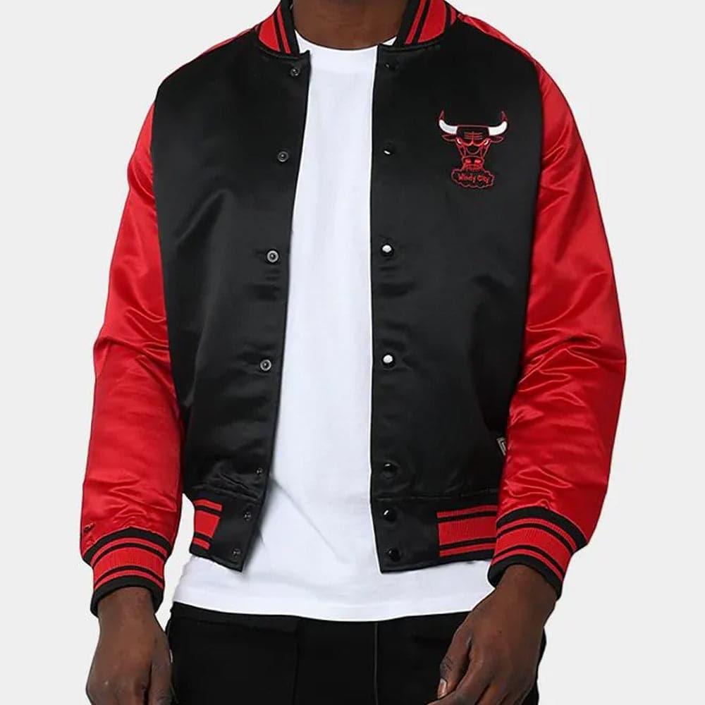 Mitchell And Ness Jackets Chicago Bulls Mitchell & Ness NBA Colossal Premium HWC Jacket - Black