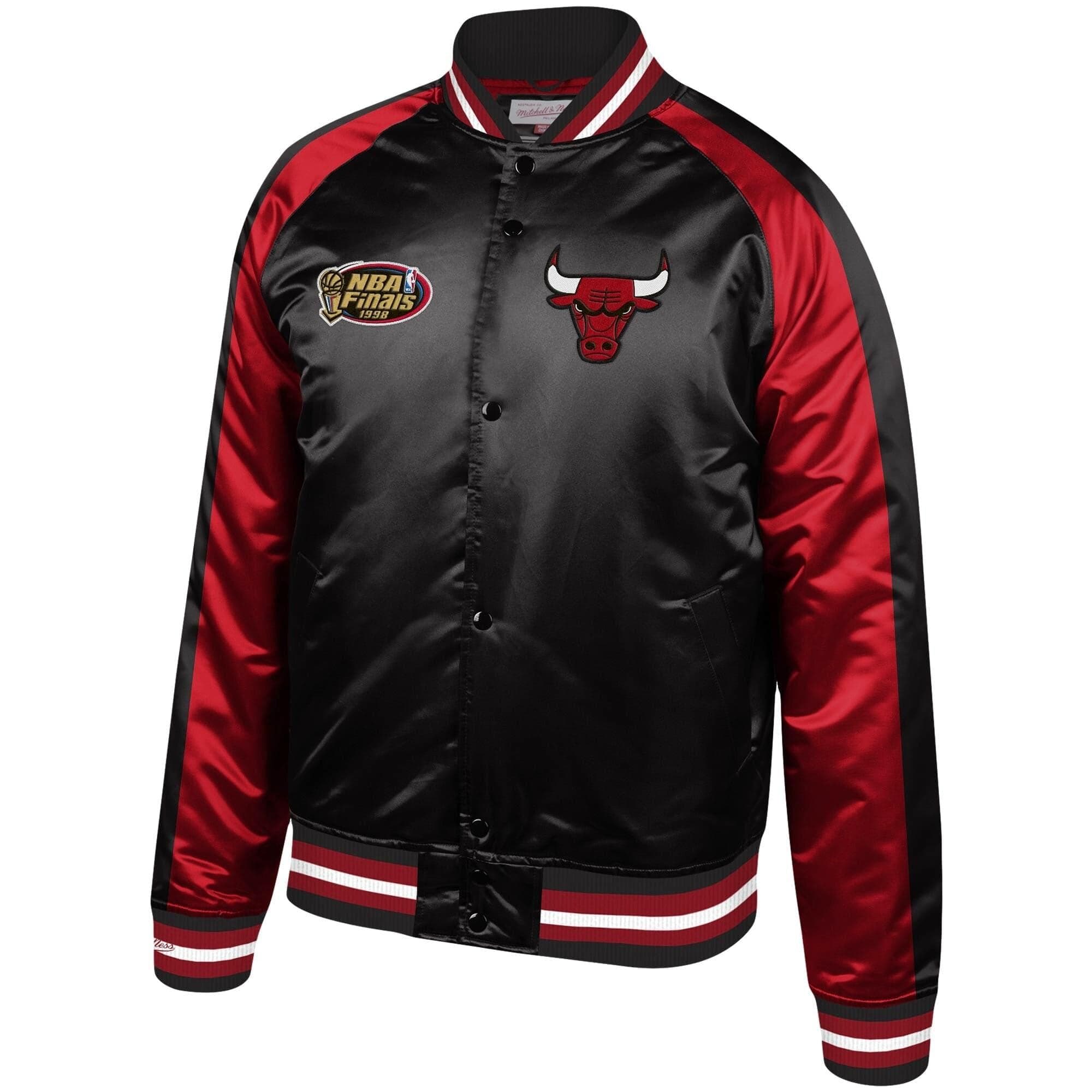 Mitchell And Ness Jackets Chicago Bulls Mitchell & Ness NBA Colour Blocked Satin Jacket - Black