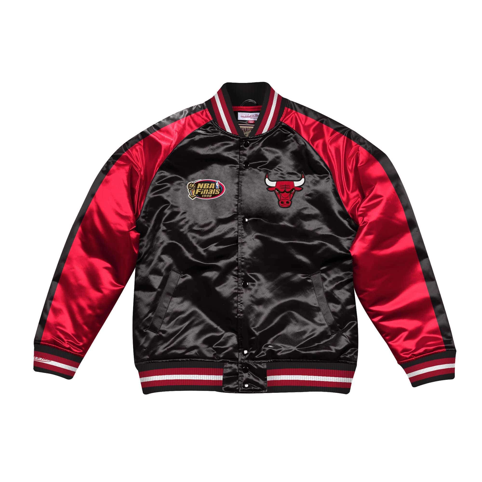 Mitchell And Ness Jackets Chicago Bulls Mitchell & Ness NBA Colour Blocked Satin Jacket - Black