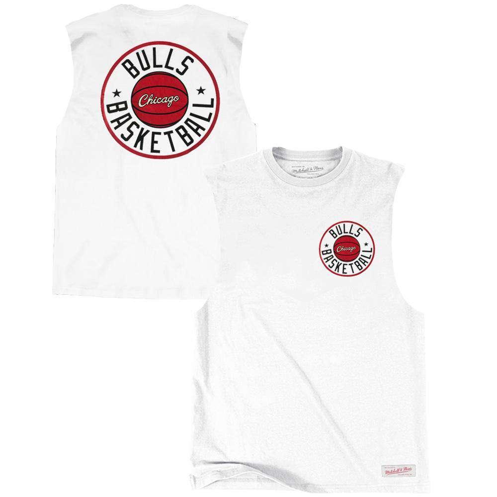Mitchell And Ness T-Shirts Chicago Bulls Mitchell & Ness NBA Full Circle Muscle T-Shirt - White