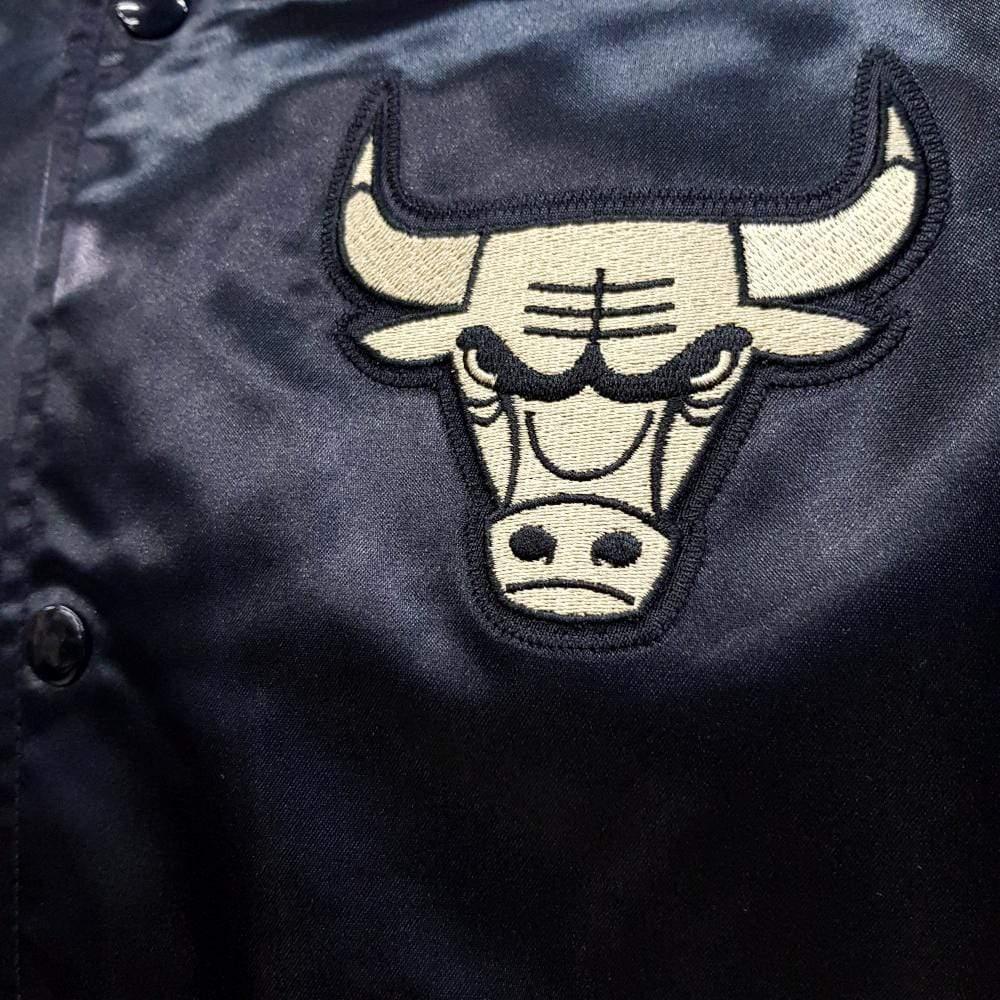 Mitchell And Ness Jackets Chicago Bulls Mitchell & Ness NBA Gold Blocked Satin Jacket - Black