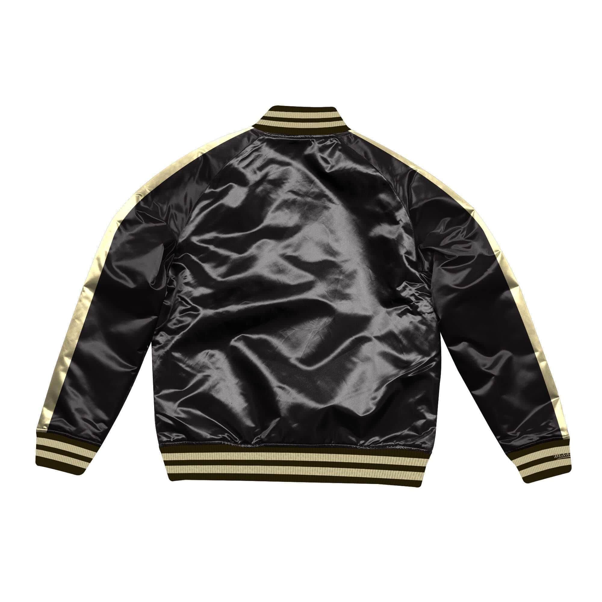 Mitchell And Ness Jackets Chicago Bulls Mitchell & Ness NBA Gold Blocked Satin Jacket - Black