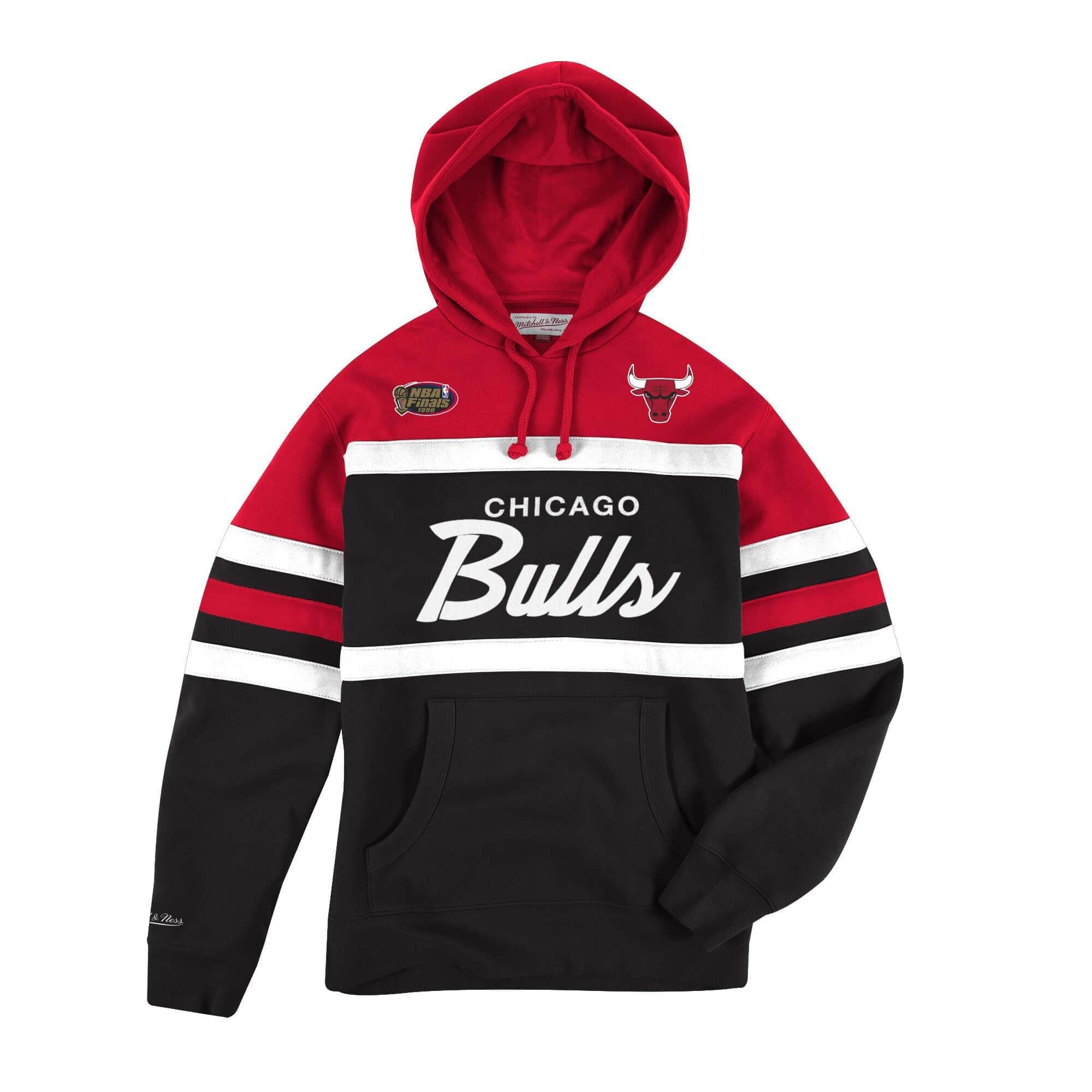 Mitchell And Ness Jumpers Chicago Bulls Mitchell & Ness NBA Head Coach Hoodie Jumper - Black