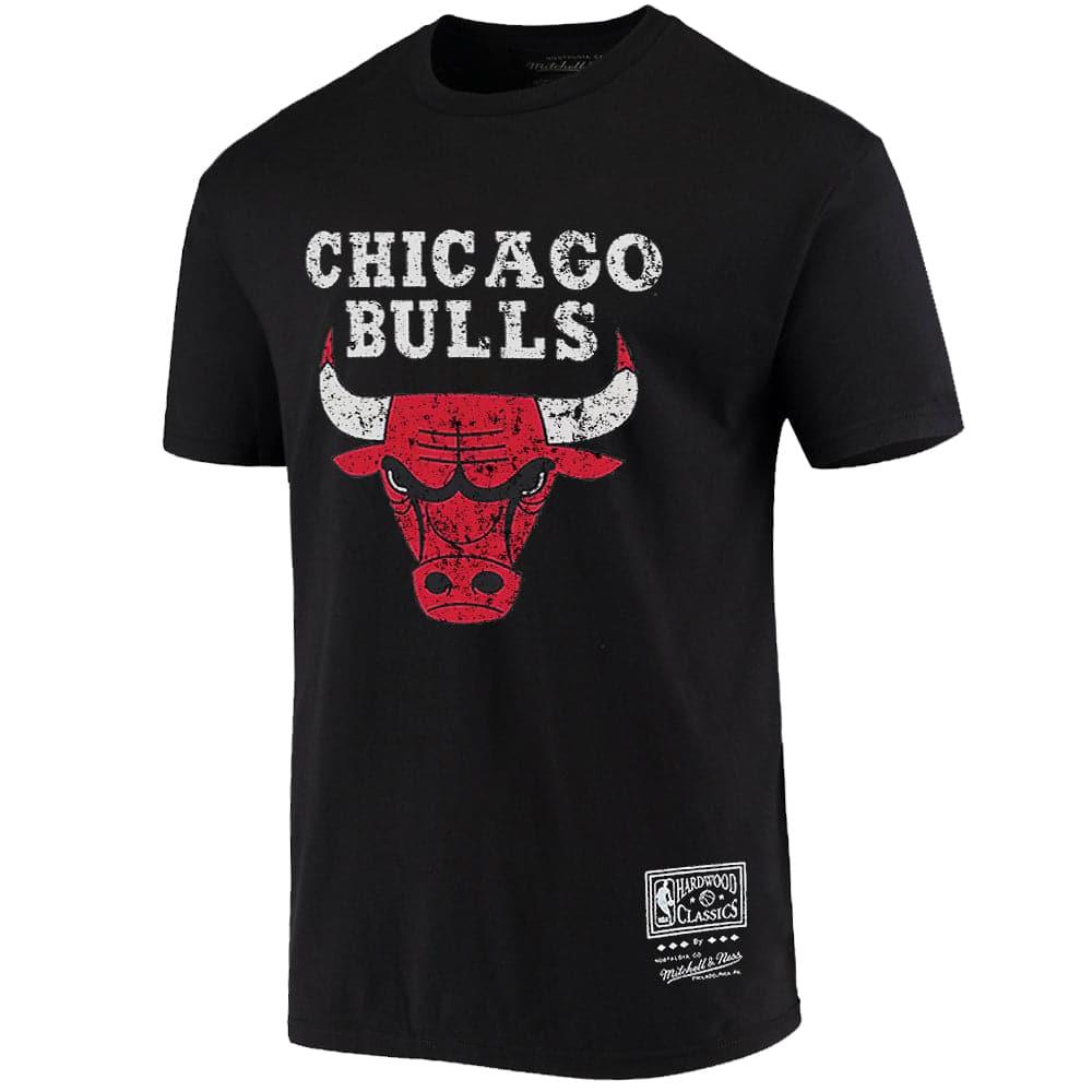 Mitchell And Ness T-Shirts Chicago Bulls Mitchell & Ness NBA HWC Distressed Logo T-Shirt - Black