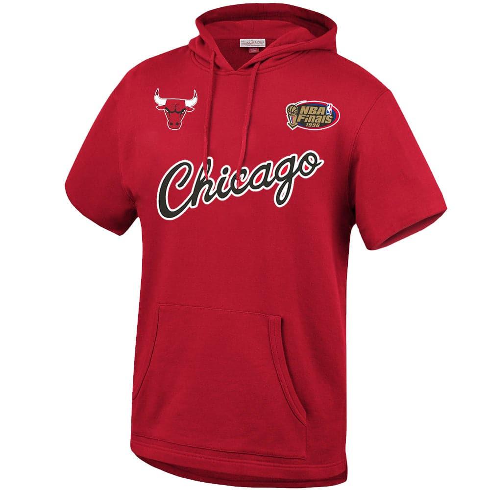 Mitchell And Ness Jumpers Chicago Bulls Mitchell & Ness NBA HWC French Terry Short Sleeve Hoodie Jumper - Red