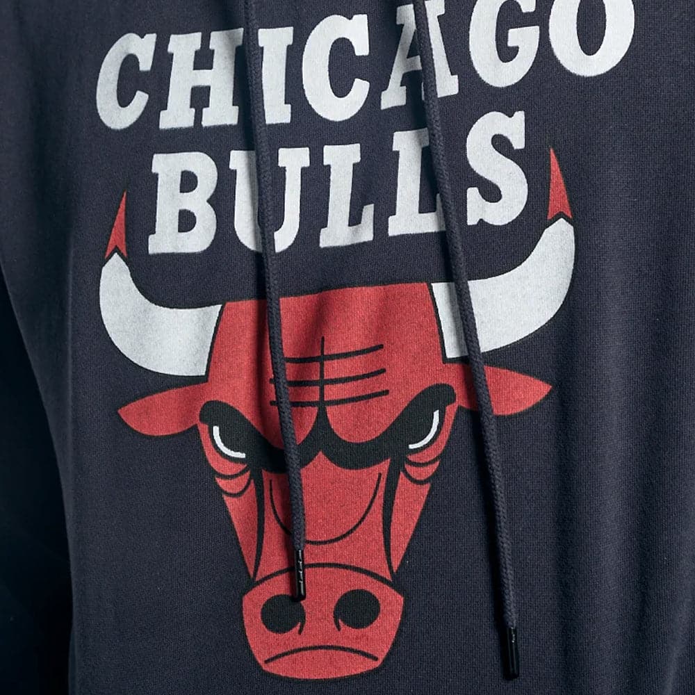 Mitchell And Ness Jumpers Chicago Bulls Mitchell & Ness NBA HWC Logo Vintage Hoodie Jumper - Faded Black