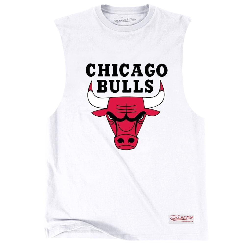 Mitchell And Ness T-Shirts Chicago Bulls Mitchell & Ness NBA HWC Retro Logo Sleeveless Muscle T-Shirt - White