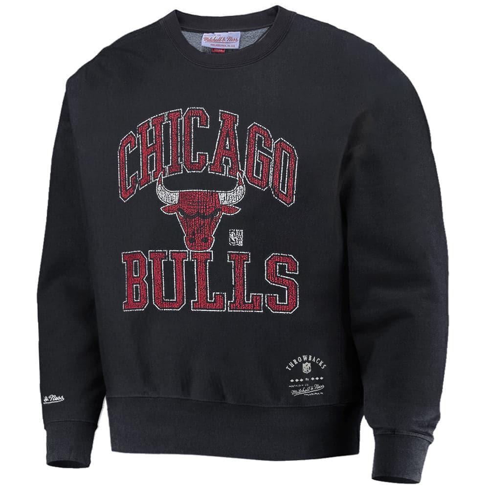 Mitchell And Ness Jumpers Chicago Bulls Mitchell & Ness NBA Ivy Arch Vintage Crew Jumper - Faded Black