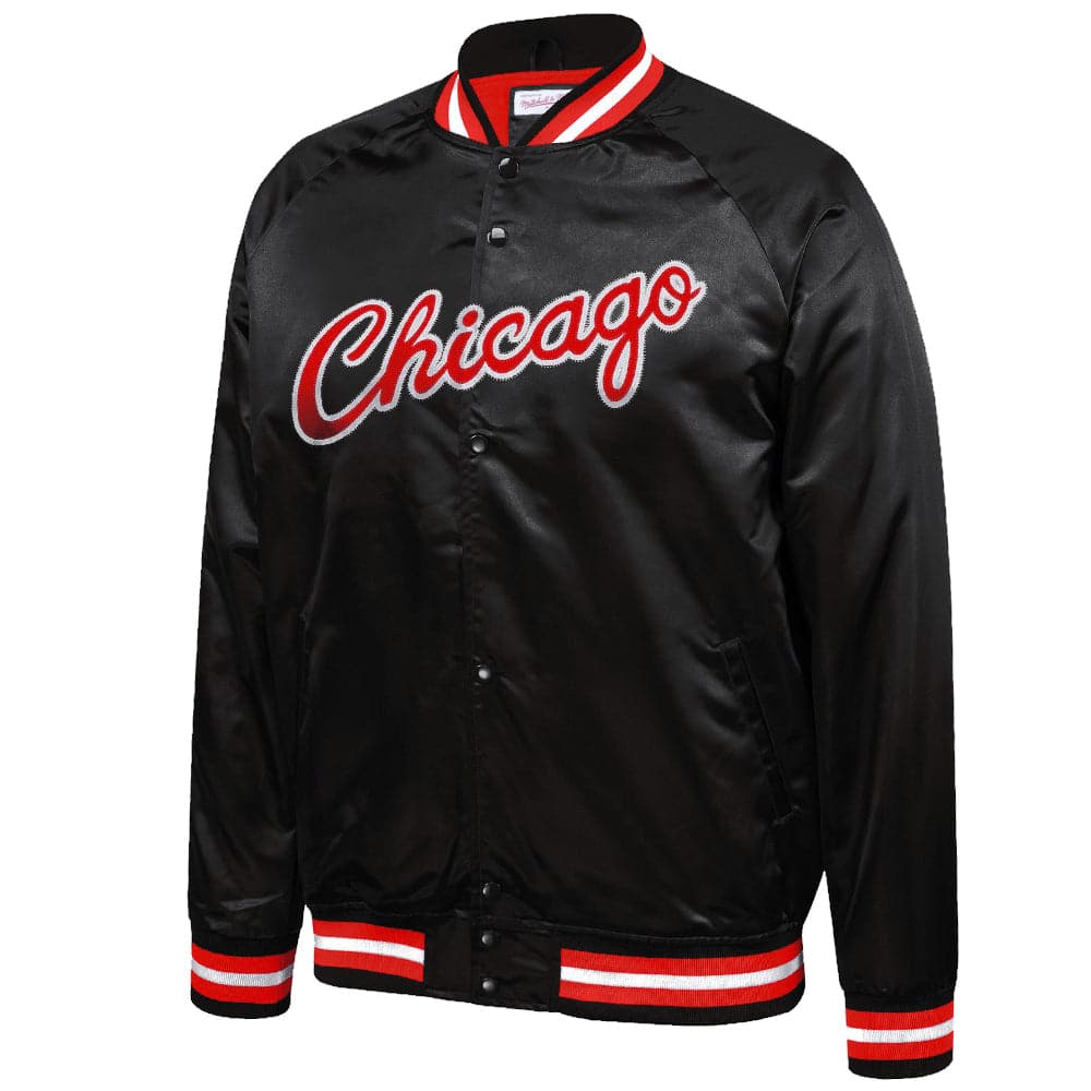 Mitchell And Ness Jackets Chicago Bulls Mitchell & Ness NBA Lightweight HWC Satin Jacket - Black