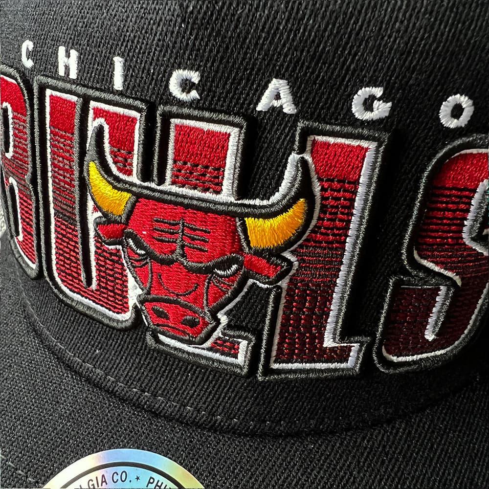 Mitchell And Ness Caps Chicago Bulls Mitchell & Ness NBA Linear Classic Red Snapback Hat - Black