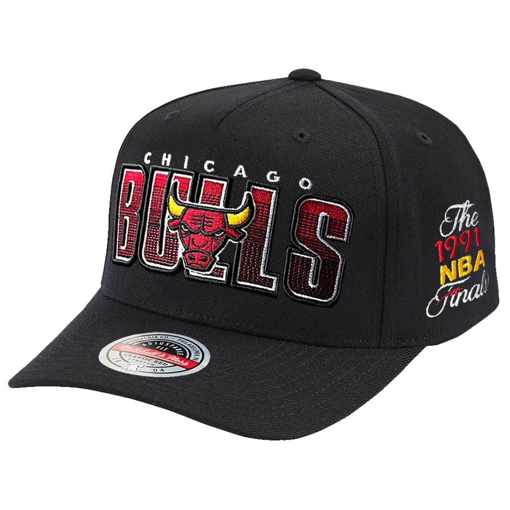 Mitchell And Ness Caps Chicago Bulls Mitchell & Ness NBA Linear Classic Red Snapback Hat - Black