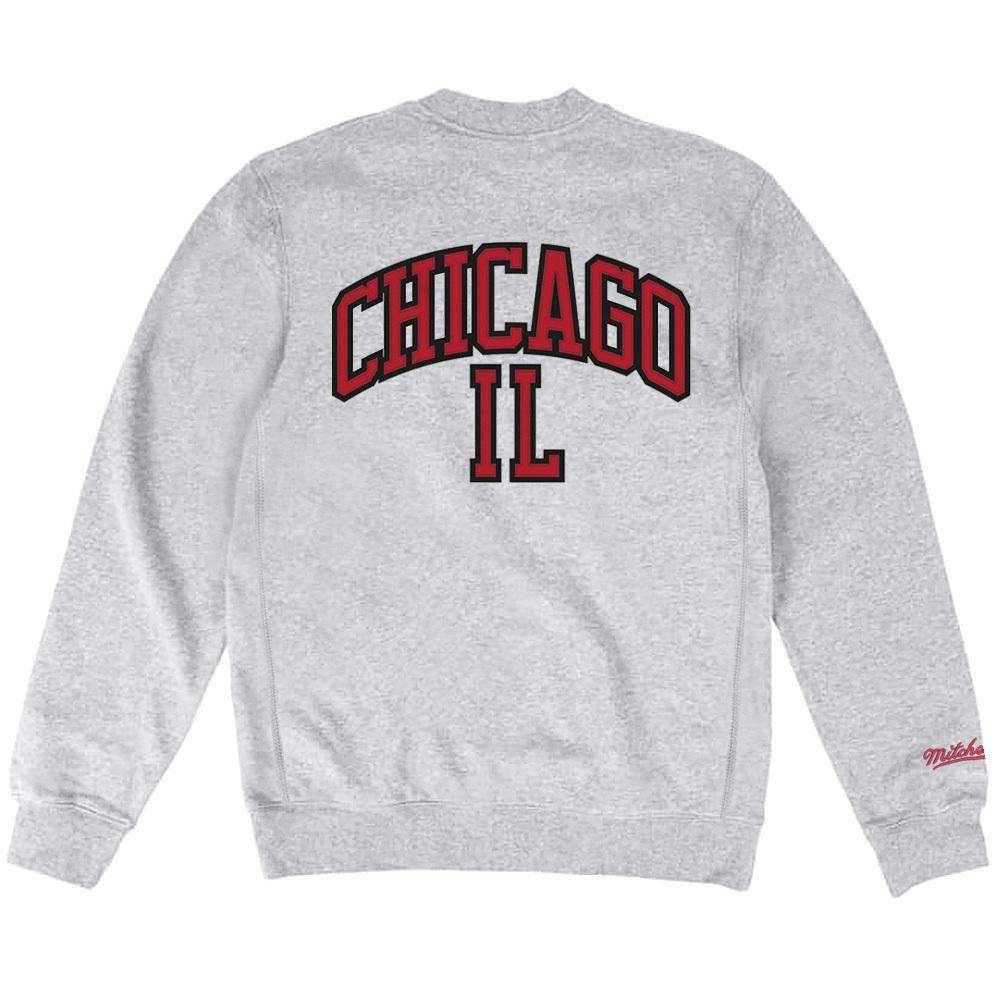 Mitchell And Ness Jumpers Chicago Bulls Mitchell & Ness NBA Playoff Win 2 Crew Jumper - Grey