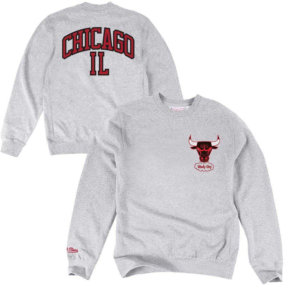 Mitchell And Ness Jumpers S Chicago Bulls Mitchell & Ness NBA Playoff Win 2 Crew Jumper - Grey