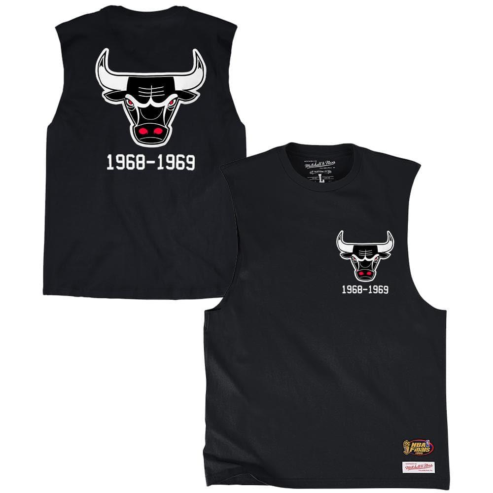 Mitchell And Ness T-Shirts Chicago Bulls Mitchell & Ness NBA Retro Repeat Muscle T-Shirt - Black