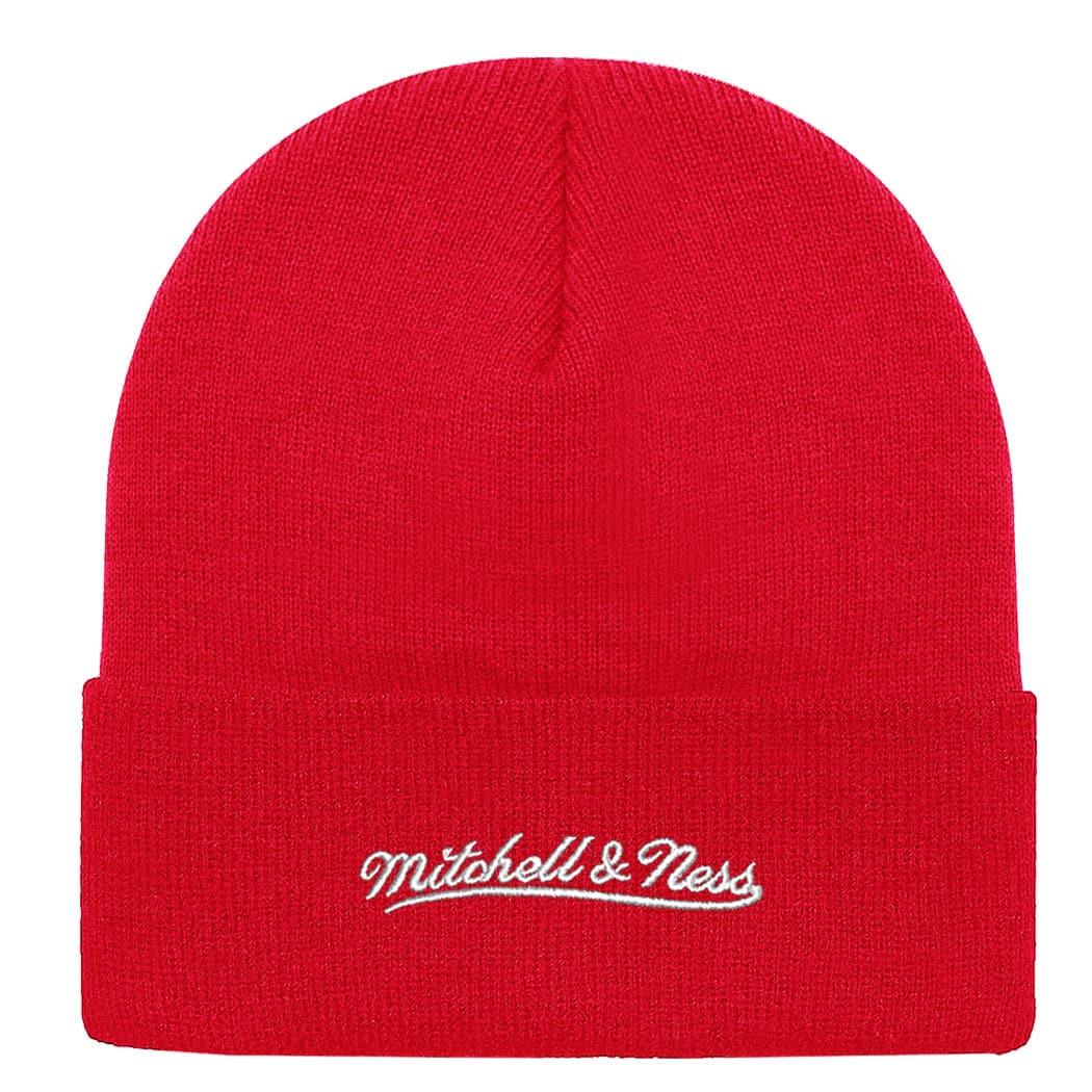 Mitchell And Ness Beanies Chicago Bulls Mitchell & Ness NBA Script Cuff Knit Beanie - Red
