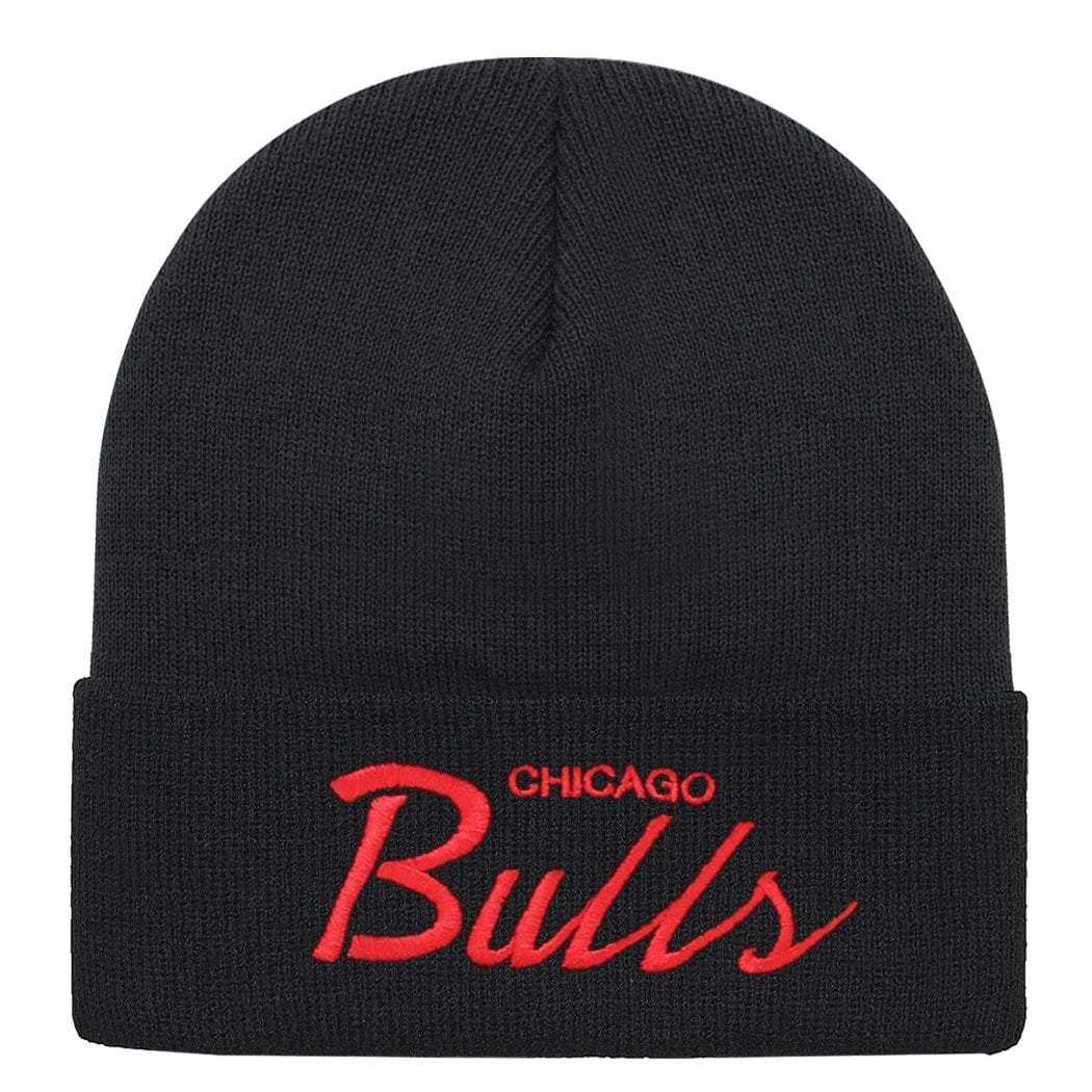 Mitchell And Ness Beanies Chicago Bulls Mitchell & Ness NBA Special Script Cuff Knit Beanie - Black