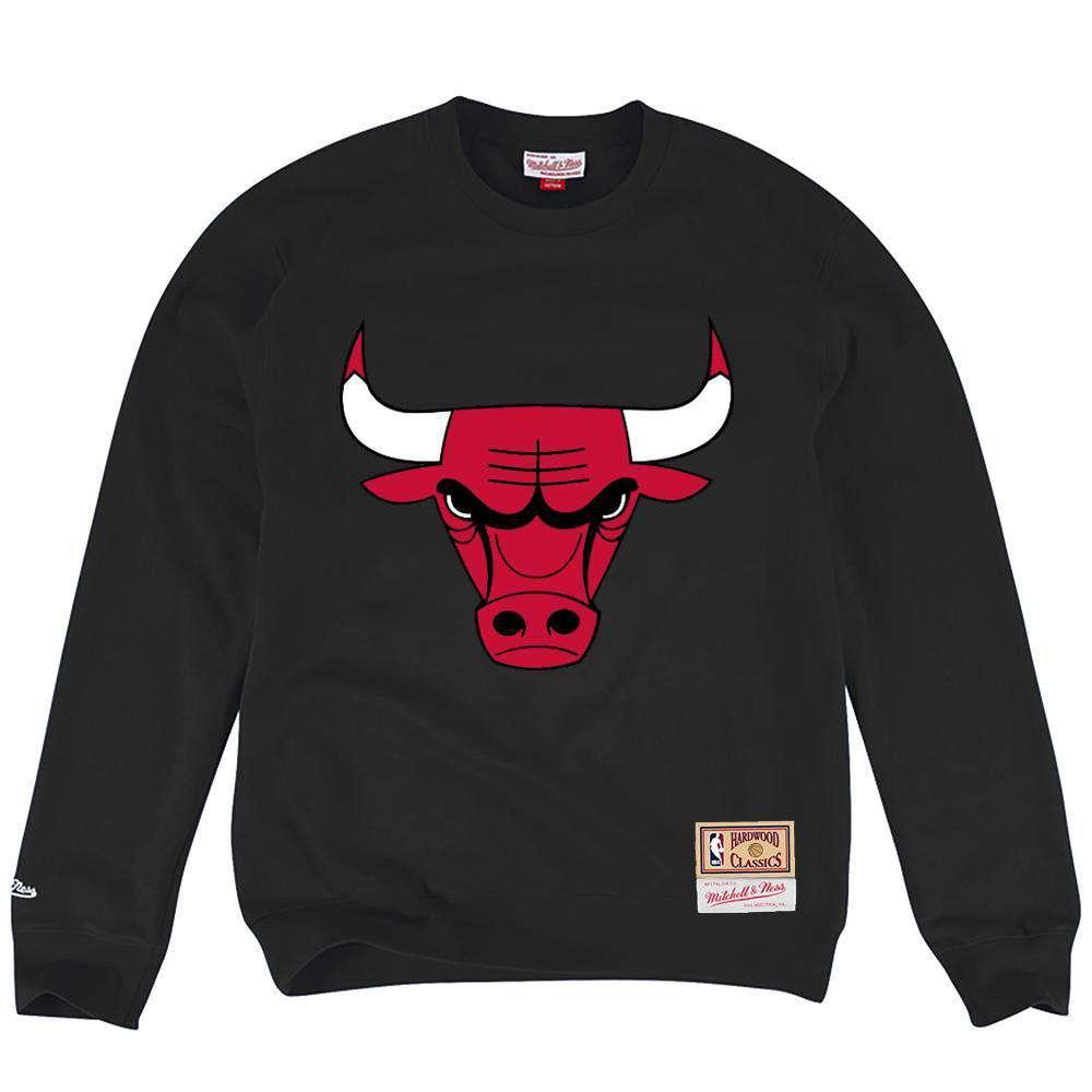 Mitchell And Ness Jumpers Chicago Bulls Mitchell & Ness NBA Team Logo Crew Jumper - Black
