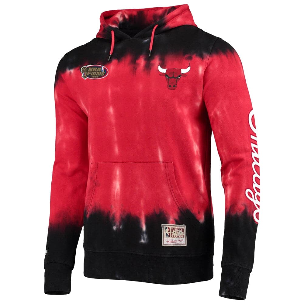 Mitchell And Ness Jumpers Chicago Bulls Mitchell & Ness NBA Tie Dye Premium Hoodie Jumper - Red