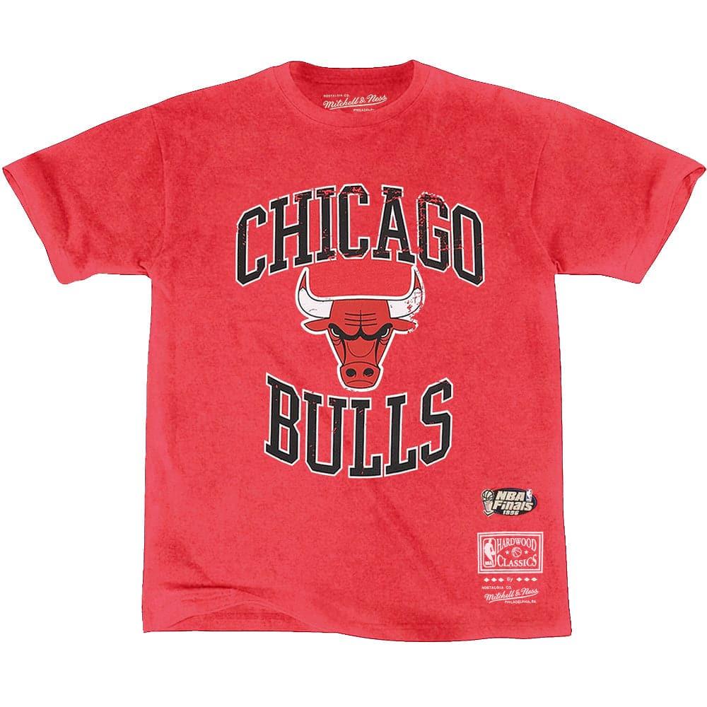 Mitchell And Ness T-Shirts Chicago Bulls Mitchell & Ness NBA Vintage Crest Logo T-Shirt - Faded Red