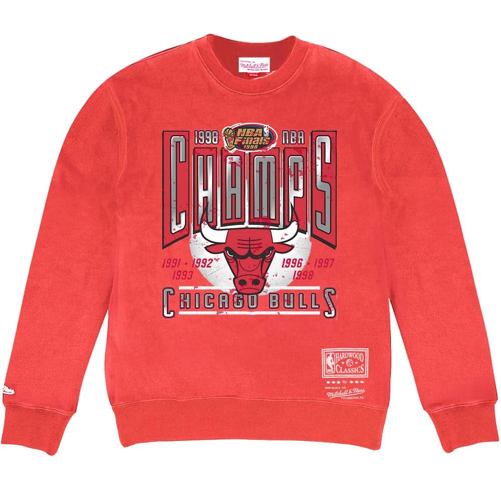 Mitchell And Ness Jumpers Chicago Bulls Mitchell & Ness NBA Winner Takes All Vintage Crew Jumper - Faded Red