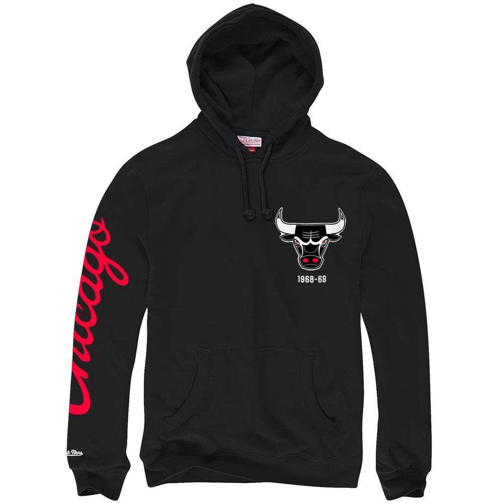 Mitchell And Ness Jumpers Chicago Bulls Mitchell & Ness NBA Wordmark Hoodie Jumper - Black