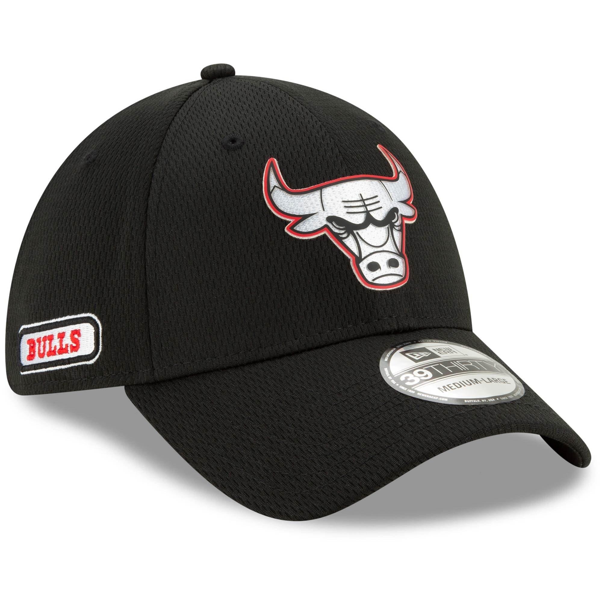 New Era Caps Chicago Bulls New Era NBA 2020 Back Half 39THIRTY Flex Fit Curve Hat - Black