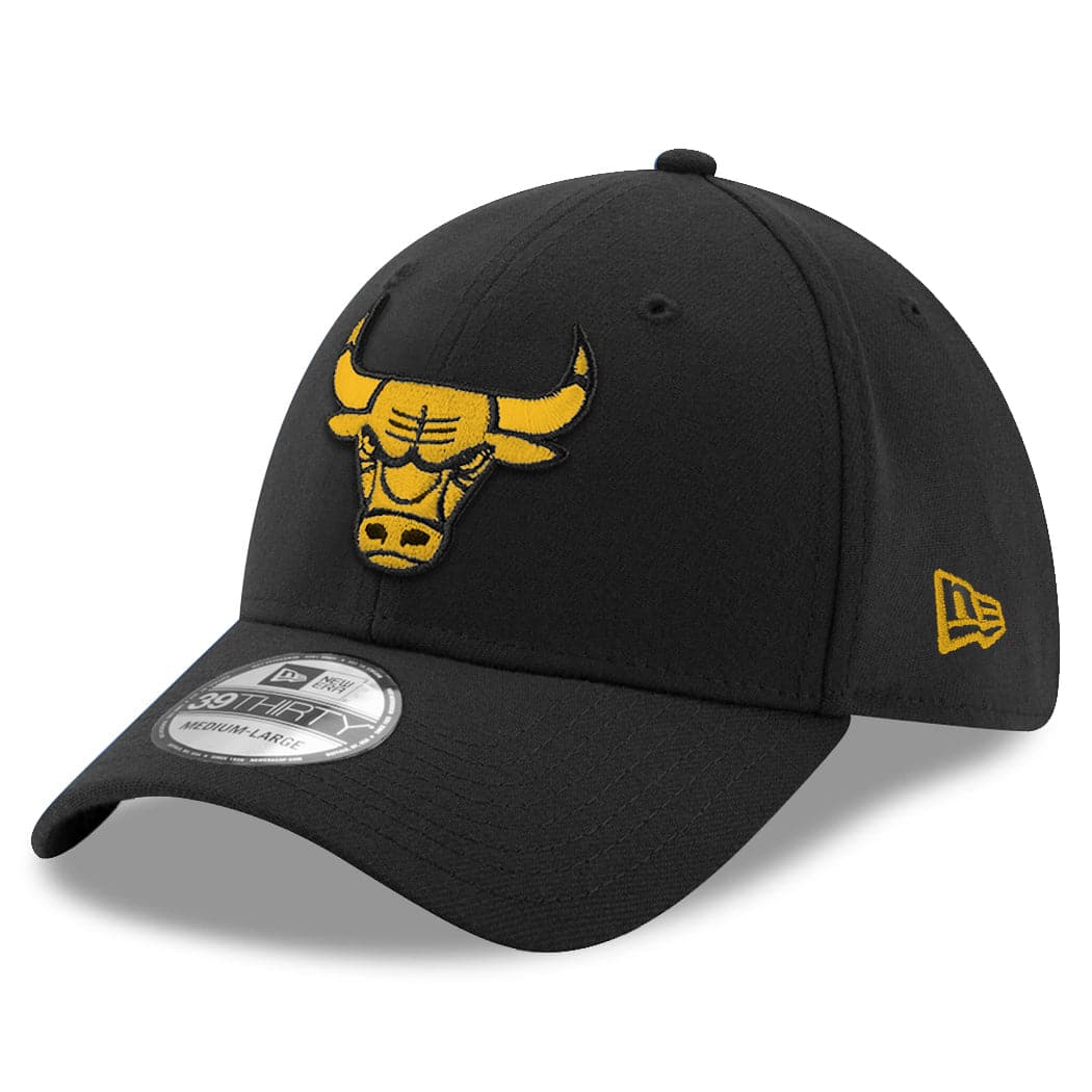 New Era Caps Chicago Bulls New Era NBA Amber Logo 39THIRTY Curve Hat - Black